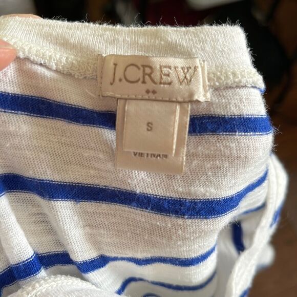Women JCrew Small White Blue Stripe T-shirt - Picture 2 of 5
